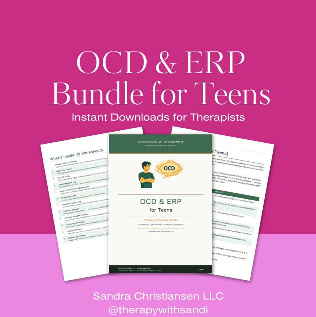OCD & ERP for Teens | Therapist Worksheet Bundle | Exposure Therapy ...
