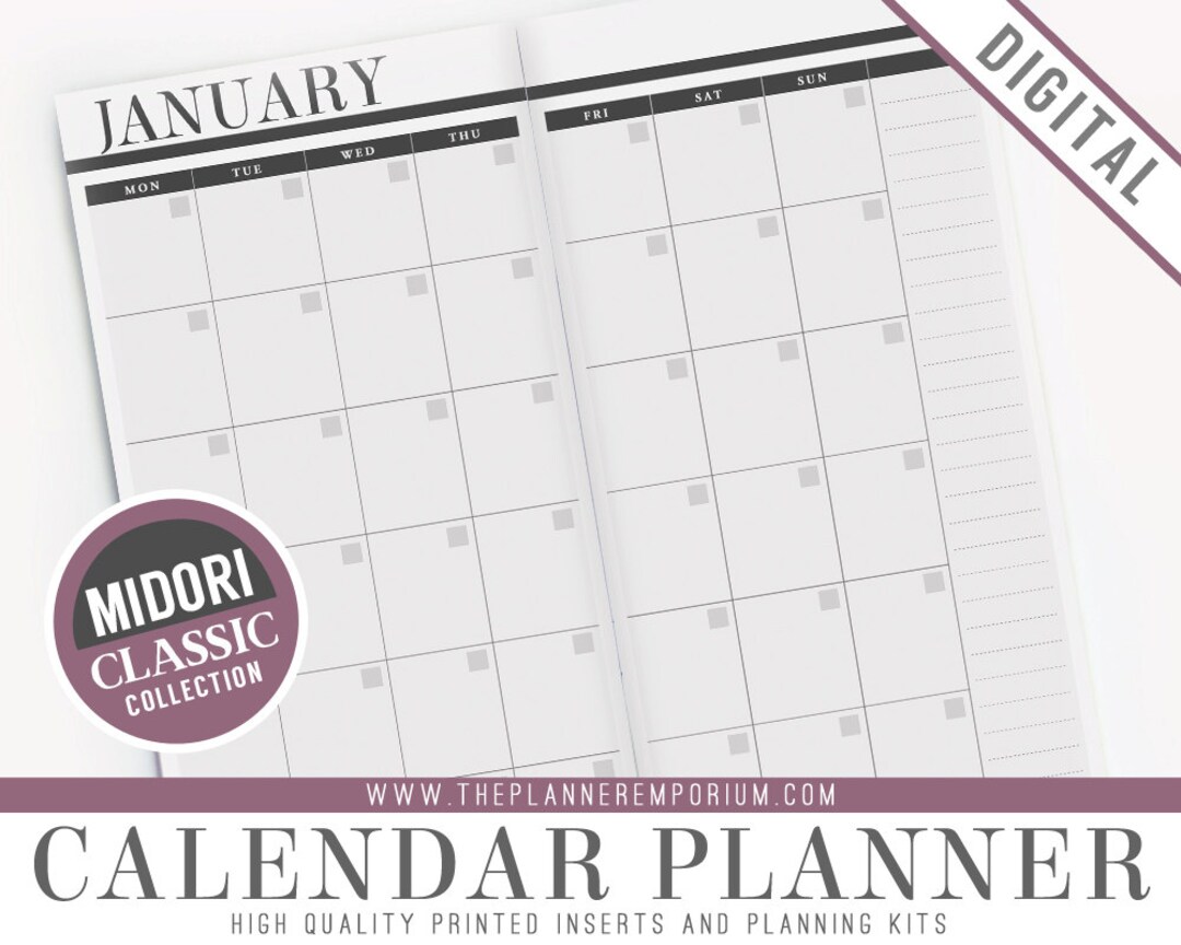 Midori Calendar Inserts CLASSIC Collection Midori Etsy