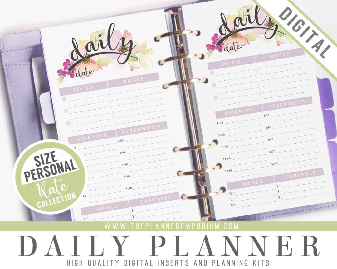 Personal Daily Planner Inserts KATE Collection Fits Kikki Etsy