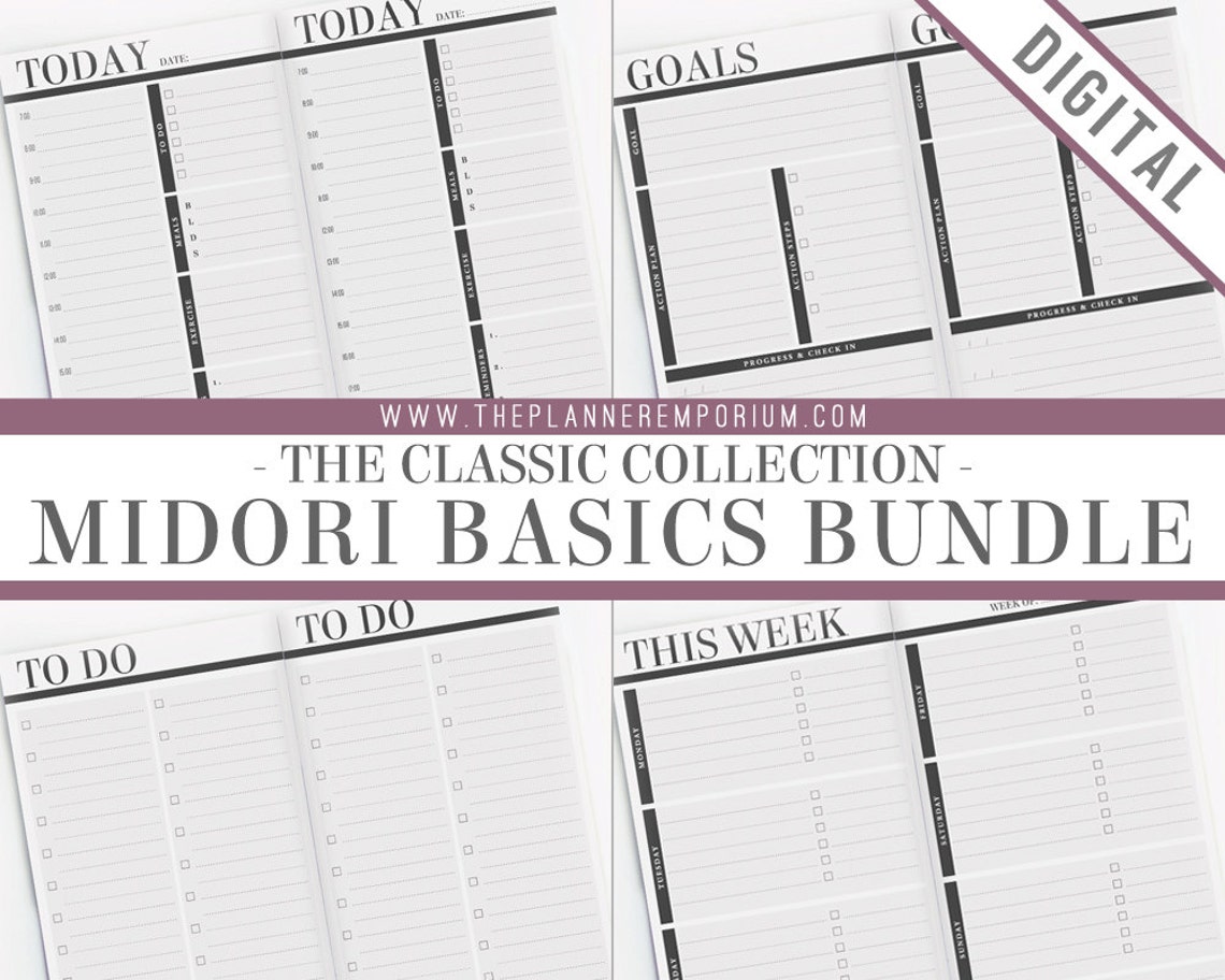 CLASSIC Collection Midori Basics Bundle Five Printable - Etsy