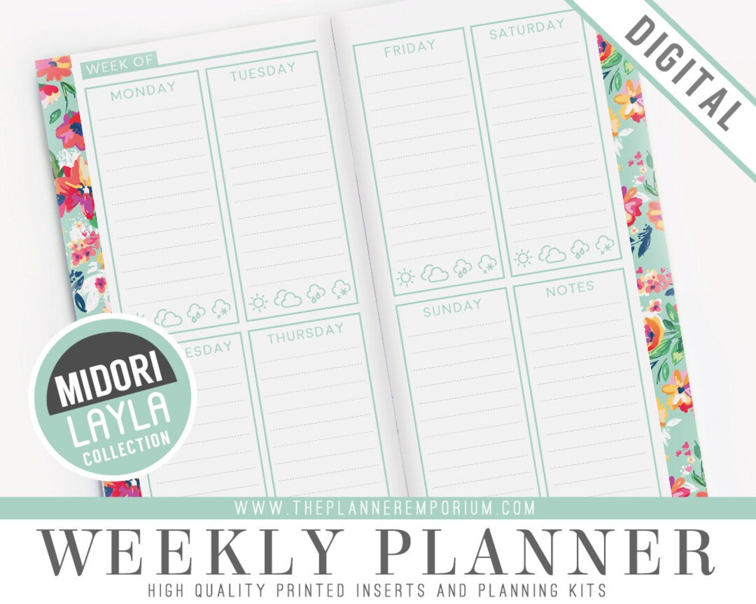 Midori Weekly Planner Inserts LAYLA Collection Midori Etsy
