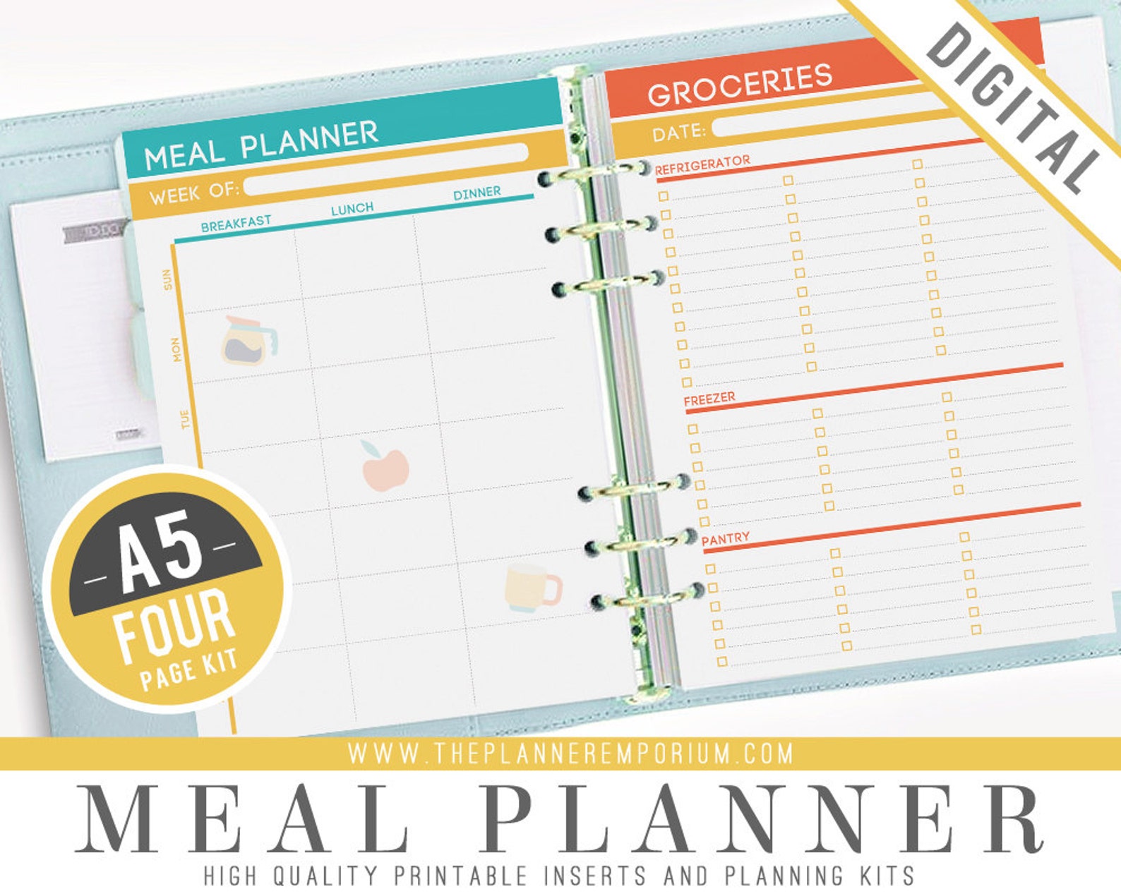A5 Meal Planner Inserts Fits Kikki K Large Filofax A5 Etsy