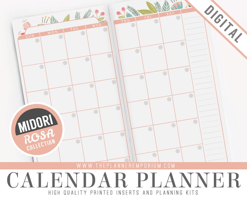 Midori Calendar Planner Inserts ROSA Collection Midori Etsy