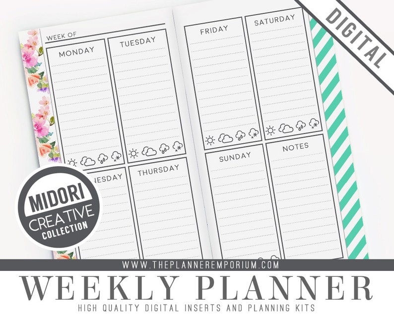 Midori Weekly Planner Inserts CREATIVE Collection Midori | Etsy