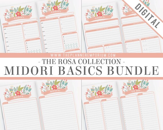 ROSA Collection Midori Basics Bundle - Five Printable Planner Inserts ...