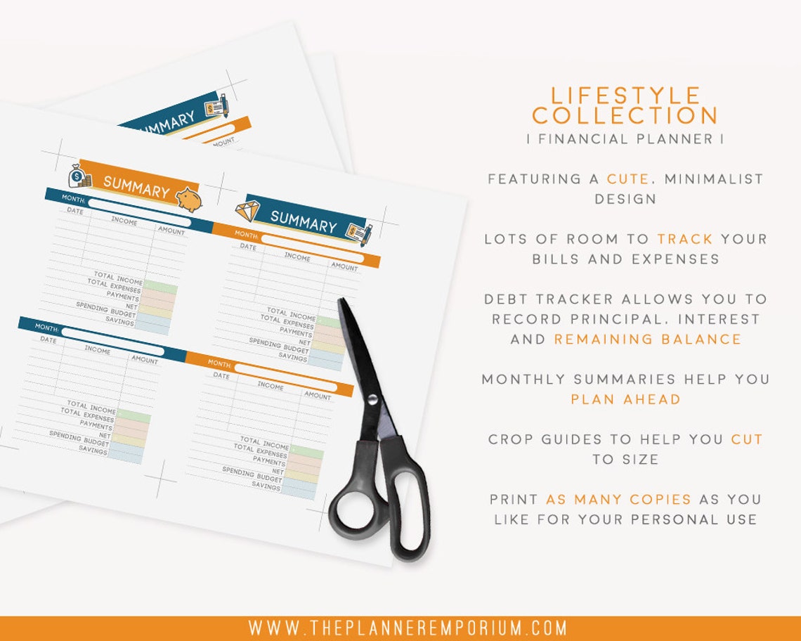 Personal Financial Planner Inserts Fits Kikki K Medium Etsy Canada