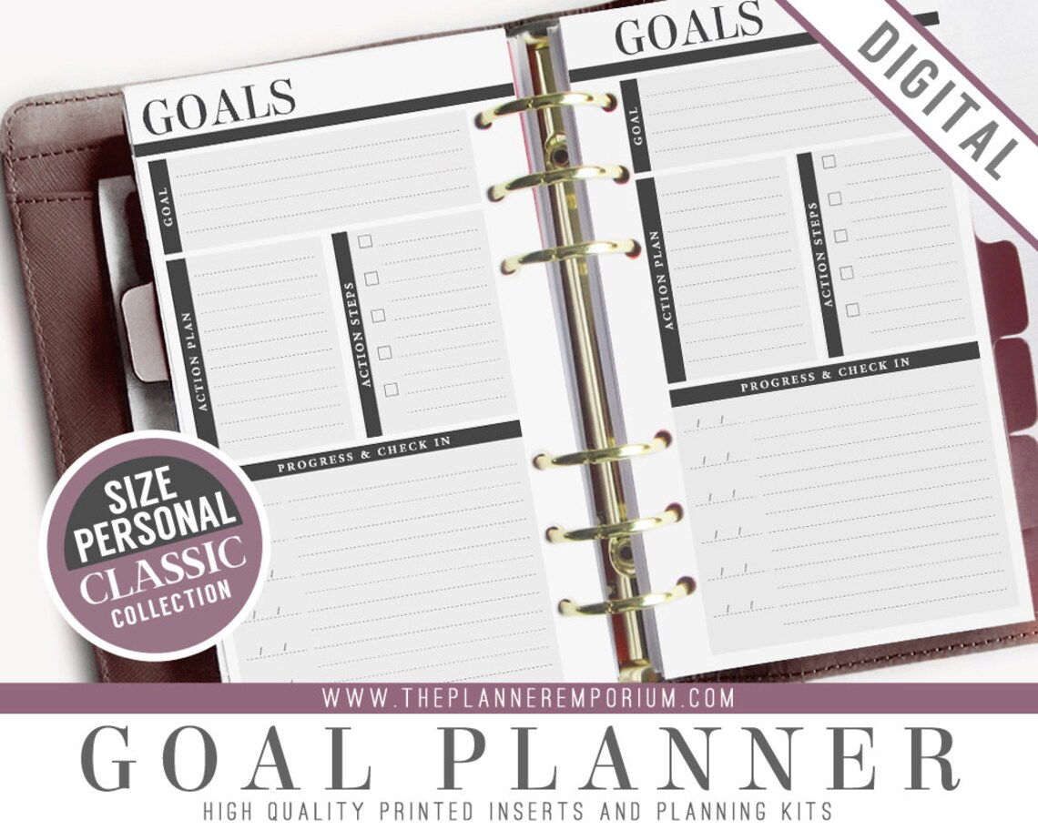 Personal goal planner inserts classic collection fits etsy