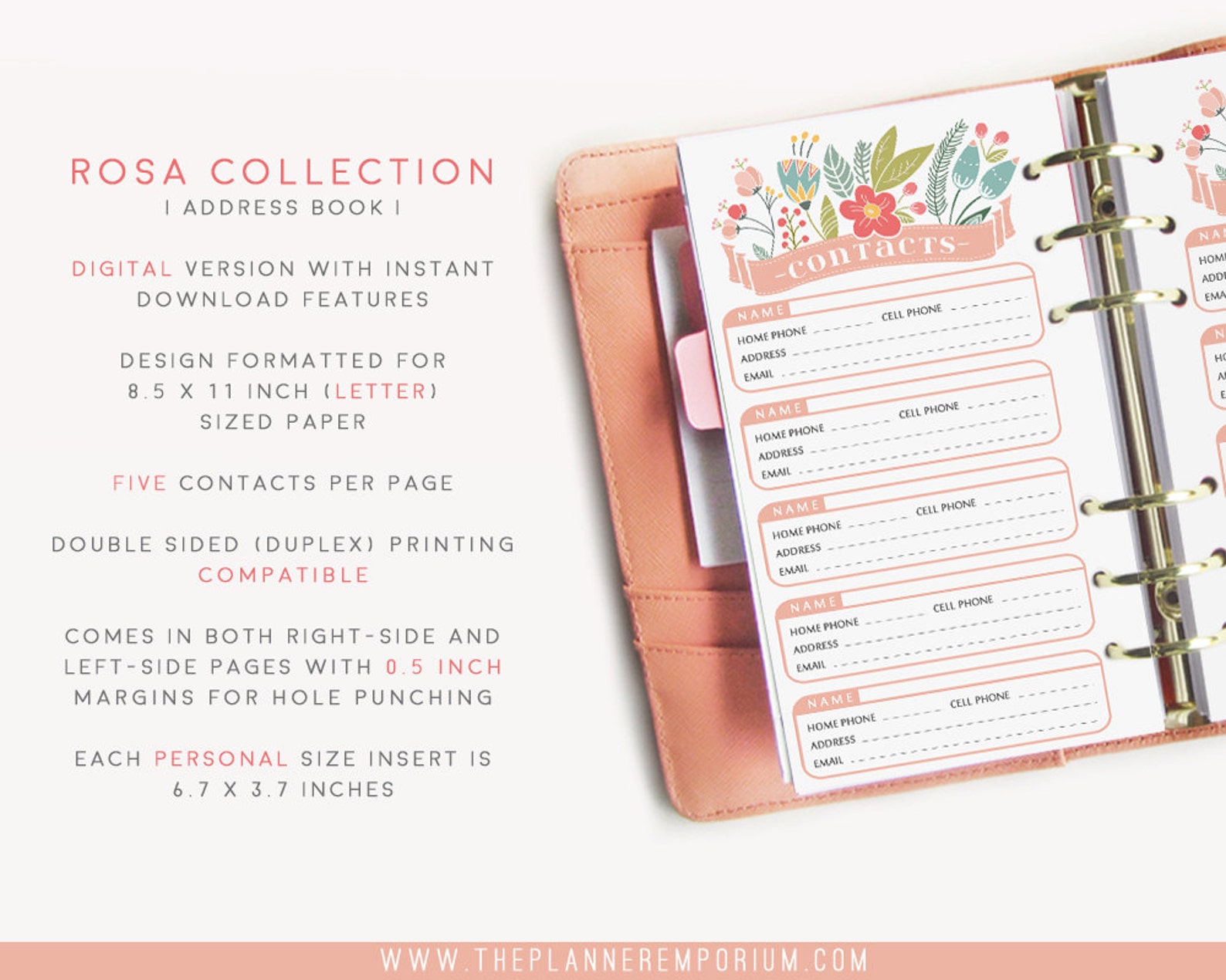 Personal Address Book Inserts ROSA Collection Fits Kikki K Etsy India