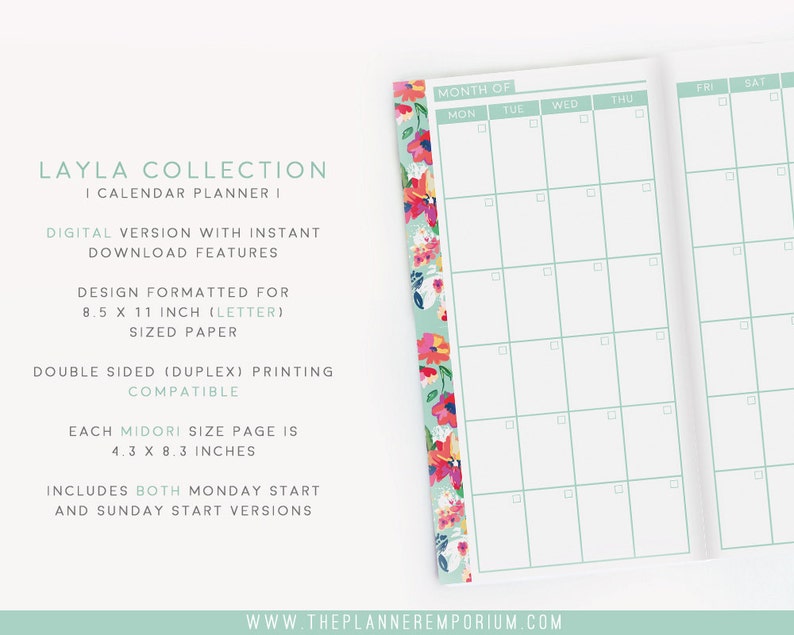 Midori Calendar Planner Inserts LAYLA Collection Midori Etsy