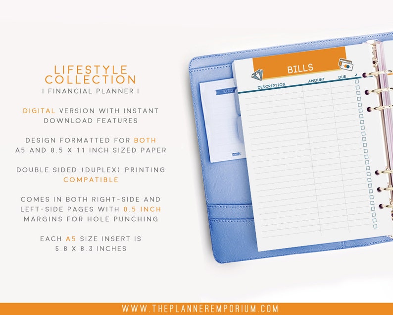 A5 Financial Planner Inserts Fits Midori Traveler's Etsy