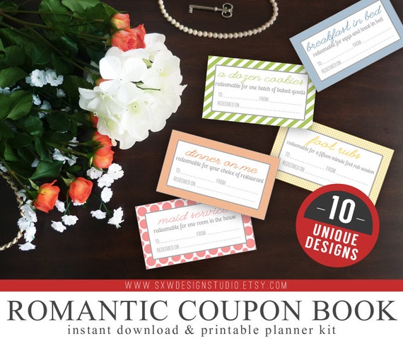couples romantic coupon book for valentines day or coupon books for couples