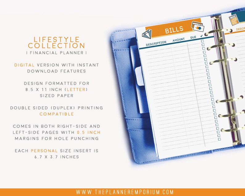 Personal Financial Planner Inserts Fits Kikki K Medium Etsy Canada