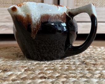 Vintage Pfaltzgraff Brown Drip Gravy Boat, Two Spouts, USA Patio Pottery