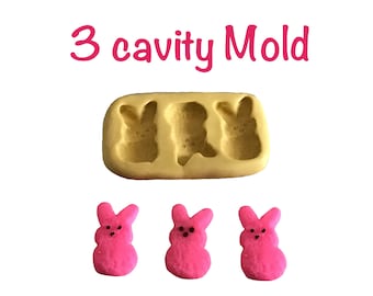 Easter Bunny Triplets Silicone Mold: Marshmallow Peep Candy, Cake Decorating