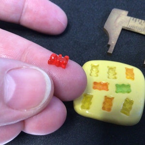 TEENY TINY Gummy Bears SILICONE Mold smallest candy out there 1:6 scale doll dollhouse resin nail art bakery store miniatures so darn Cute