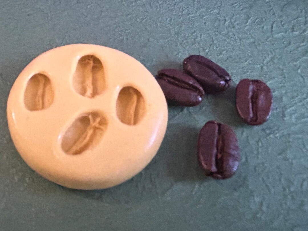 COFFEE BEANS Silicone Mold, Coffee Bean Mold, 4 Cavity Mold, Push Mold