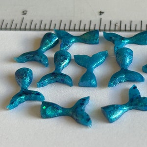 Turquoise Mermaid Tails: UV Resin Miniature Embellishments (12 pc)
