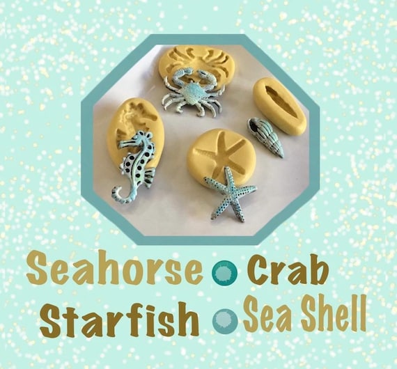 Realistic Seashell Food Safe Flexible Silicone Molds, Miniature Sea Life Diorama Cupcakes Cakes Beach shells