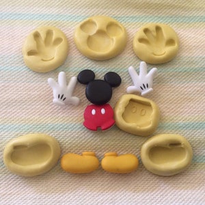 MICKEY MOUSE Mold Set, purchase individual, silicone push mold, mickey mouse shoes, mickey mouse hands, mickey mouse shorts, mickey mold