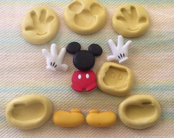 Mickey Mouse Silicone Mold Set: Head, Hands, Shoes, Shorts