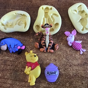 WINNIE THE POOH Mold, Tigger Push Mold, Honey Pot Mold,Piglet Mold,  Eeyore Mold, pooh silicone mold, tiger silicone mold