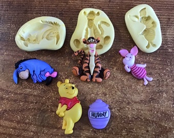 Winnie the Pooh Silicone Molds: Tigger, Piglet, Eeyore, Honey Pot