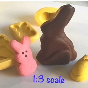 Buy individually or set, EASTER CANDY molds, 1:3 candy mold, marshmallow chick, chocolate RABBIT, Bunny, marshmallow bunny, peep mold, chick