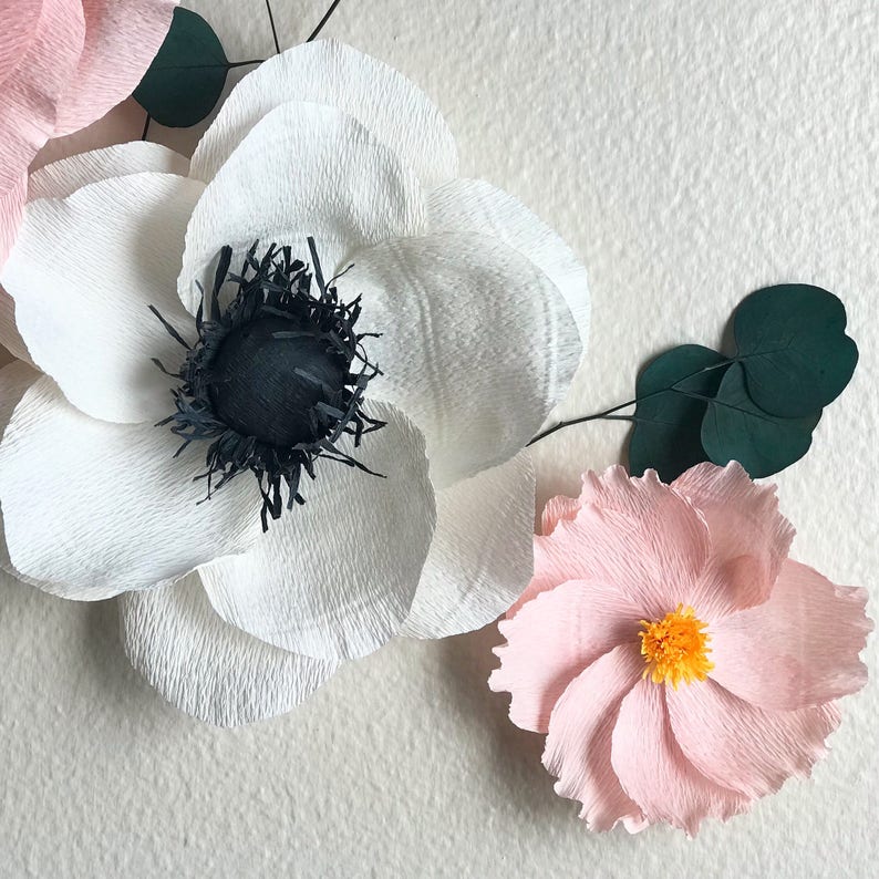 Crepe Paper Flowerscrepe Paper Flower Wallgiant Paper Flower Etsy