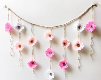 Crepe paper flower wall hanging