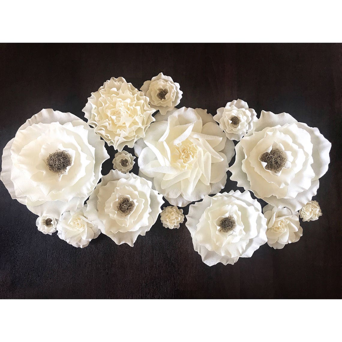 Ivory Crepe Paper Wall Flower Setnursery Wall Flowerspaper Etsy