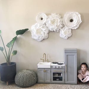 Crepe Paper Flower Set-Paper Roses and Peonies-Nursery Wall Flowers-Paper Flowers-Floral Nursery Decor-Boho Nursery-Rustic Wedding