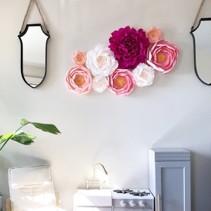 Crepe Paper Flower Wall-Giant Paper Flower Set-Nursery Wall Flowers-Paper Flowers-Floral Nursery Decor-paper flower backdrop