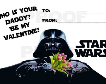 Darth Vader Star Wars Valentine's Day Cards DIY Digital Download