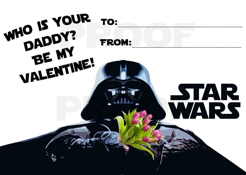 Darth Vader Star Wars Valentine's Day Cards DIY Digital Download image 1