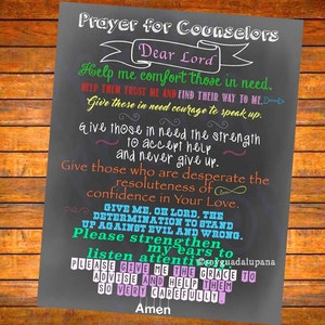Counselor&#39;s Prayer Chalkboard Sign Poster Digital Download - Instant Download