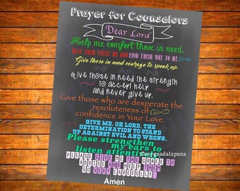 Counselor's Prayer Chalkboard Sign Poster Digital Download - Instant Download