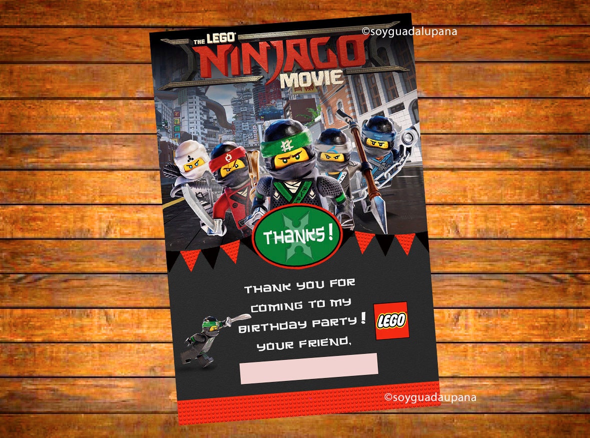 Lego Ninjago Movie Thank You Cards Etsy Denmark