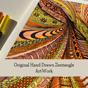 Originale Zentangle Wall Art Disegno a mano Acquerello e inchiostro su carta Disegno astratto A4 Design astratto unico Pronto per essere incorniciato Decorazione pittura