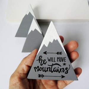 Wooden mountains, Baby boy gift, He will move mountains, First baby boy, Baby shower gift, The mountains are calling, He believed, Boy mom image 2