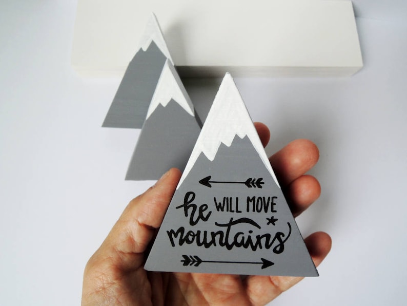 Wooden mountains, Baby boy gift, He will move mountains, First baby boy, Baby shower gift, The mountains are calling, He believed, Boy mom image 2