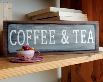 Coffee and Tea, Coffee sign, Coffee bar, Coffee corner decor, Farmhouse style, Farmhouse decor, Handpainted, Coffee corner, I love Coffee