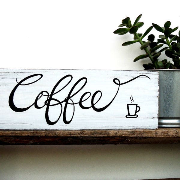 Panneau de café en bois de palette, panneau de café sur bois, enseigne de café en bois, café confortable, bar à café, faveurs au café, café d’abord, café et art de l’enseigne
