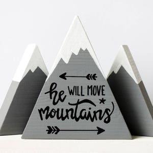 Wooden mountains, Baby boy gift, He will move mountains, First baby boy, Baby shower gift, The mountains are calling, He believed, Boy mom image 3