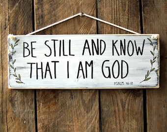 Bible verse wall art, Be still and know that I am God, Scripture wall art wood, Scripture sign, Scripture wood sign, Christian wall art.