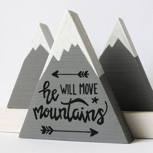 Wooden mountains, Baby boy gift, He will move mountains, First baby boy, Baby shower gift, The mountains are calling, He believed, Boy mom image 4
