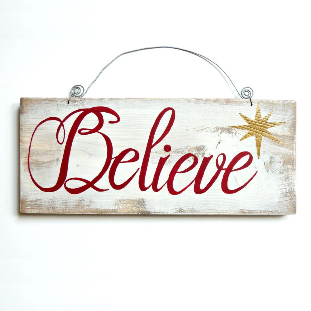 Christmas Wood Signs, Believe Wooden Sign, Believe Wall Art, Rustic
