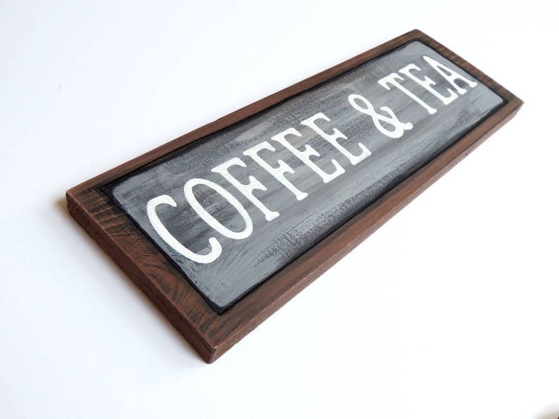 Coffee and Tea, Coffee sign, Coffee bar, Coffee corner decor, Farmhouse style, Farmhouse decor, Handpainted, Coffee corner, I love Coffee image 4