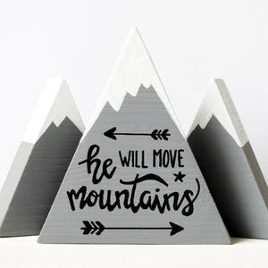 Wooden mountains, Baby boy gift, He will move mountains, First baby boy, Baby shower gift, The mountains are calling, He believed, Boy mom image 1