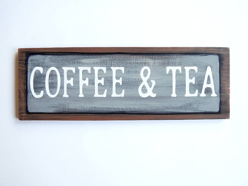 Coffee and Tea, Coffee sign, Coffee bar, Coffee corner decor, Farmhouse style, Farmhouse decor, Handpainted, Coffee corner, I love Coffee image 2