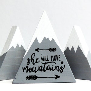 She will move mountains, Mountain art wood, First birthday girl gift, Baby girl gift, Baby boy gift, Nursery decor girl, Baby keepsake gift!